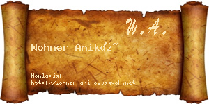 Wohner Anikó névjegykártya